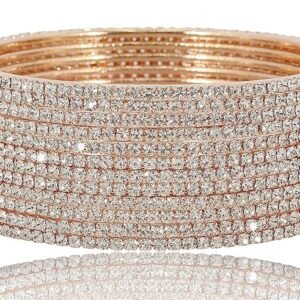 ILMA Trends Traditional & Modern Fusion Zircon Gemstone Studded Sleek Bangle Set with Glossy Finish