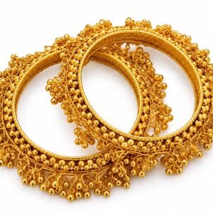 ILMATRENDS Exquisite Royal Ghungroo 2-Piece Bangle Set Gold-Plated Ethnic Bridal and Festive Jewelry Traditional Hand Ornaments for Women Classic Stackable Design with Melodic Chime Elegant Accessory for Weddings and Celebrations