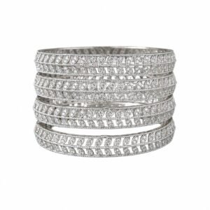 ILMATRENDS Luxury White Gold Bangles with Diamond Detailing and Modern Geometric Design and Fashion Enthusiasts